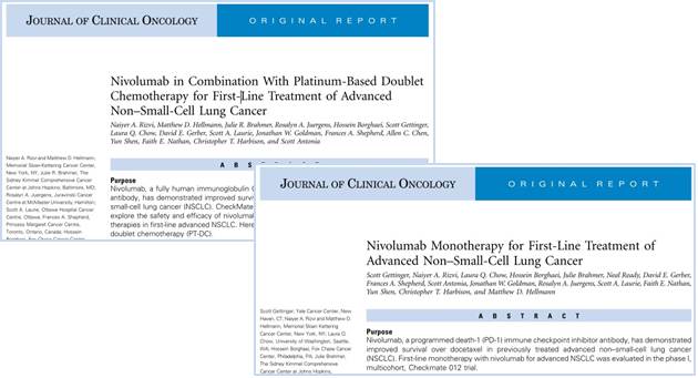 非小細胞肺がん 一次治療としてのオプジーボの様々な組み合わせの第1相試験結果 JCO