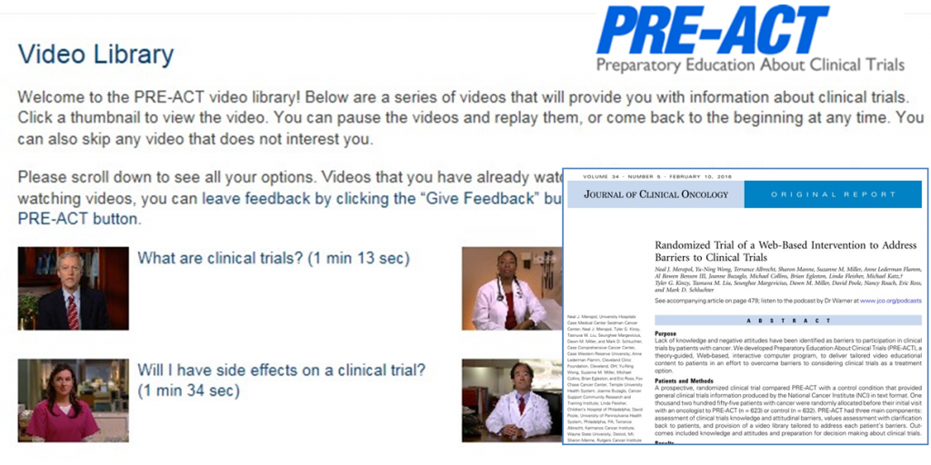 インターネット動画を用いて臨床試験への参加意思決定に関わる障壁を取り除く JCO