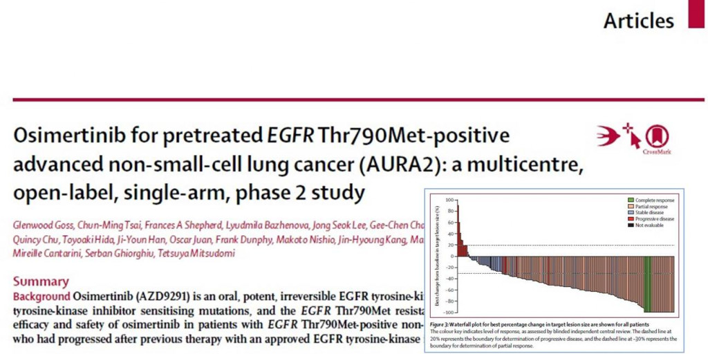 非小細胞肺がん　タグリッソ承認の根拠となった第2相試験結果がランセットに掲載