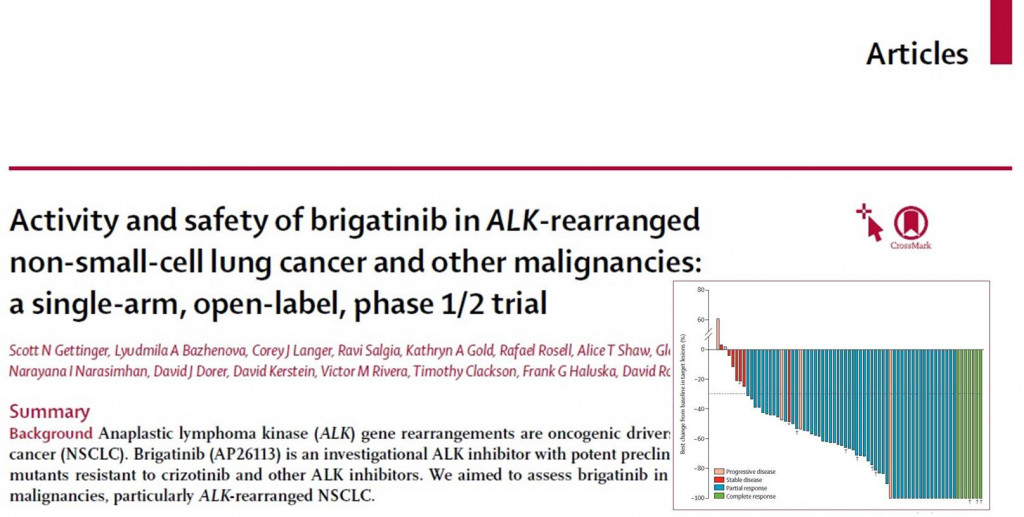非小細胞肺がん　ALK阻害薬ブリガチニブの第1/2相結果　Lancet Oncol