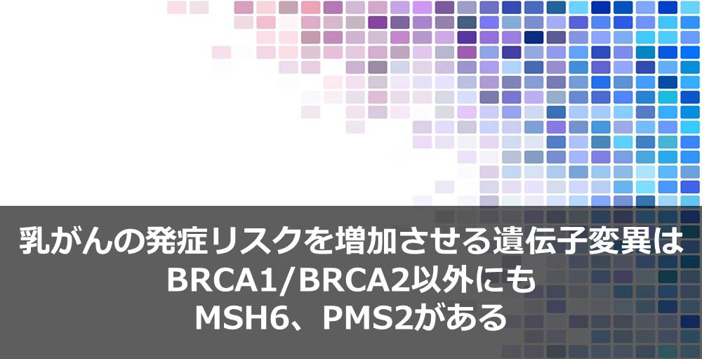 乳がんの発症リスクを増加させる遺伝子変異はBRCA1/BRCA2以外にもMSH6、PMS2がある